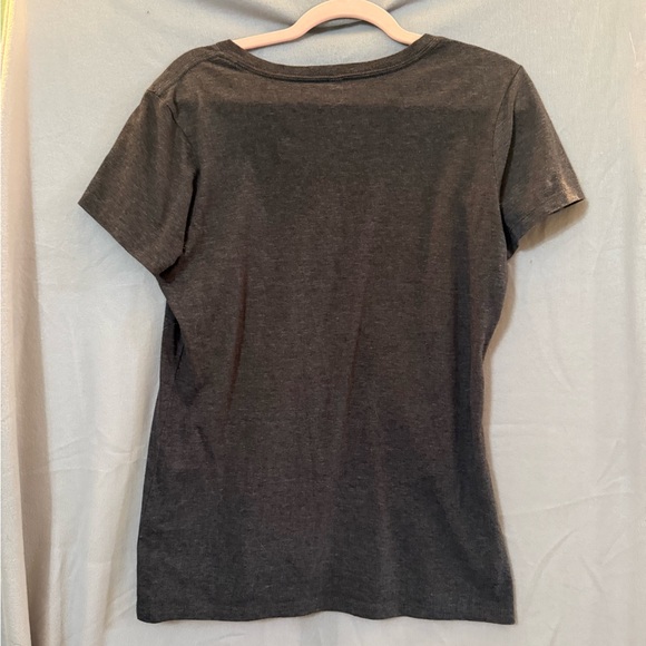 Gray V-Neck Short Sleeve Tee - Picture 2 of 3